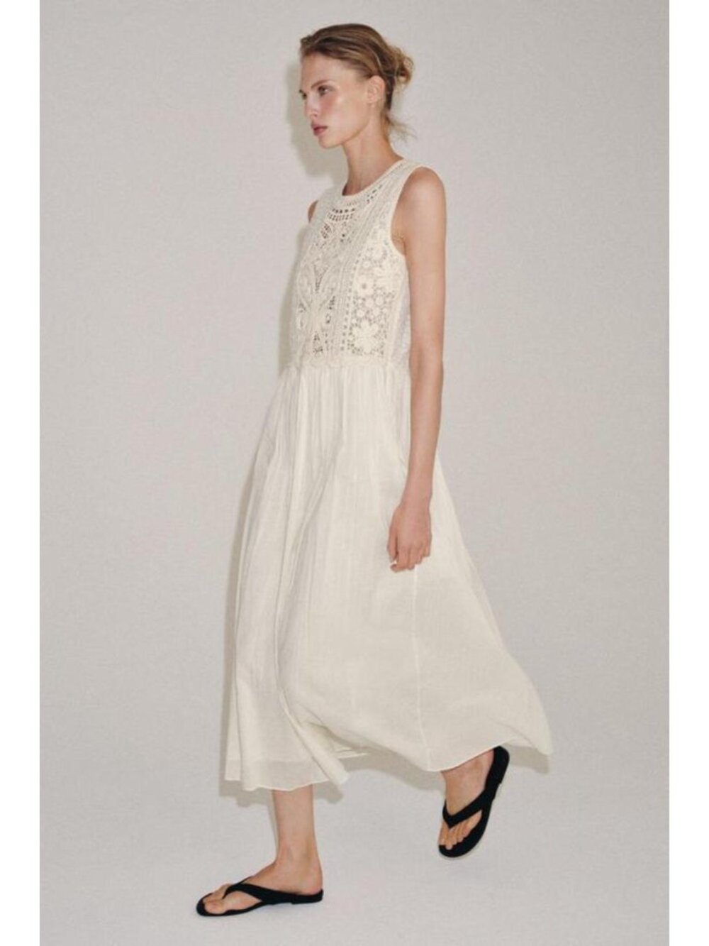 ZARA ZW COLLECTION EMBROIDERED MIDI DRESS